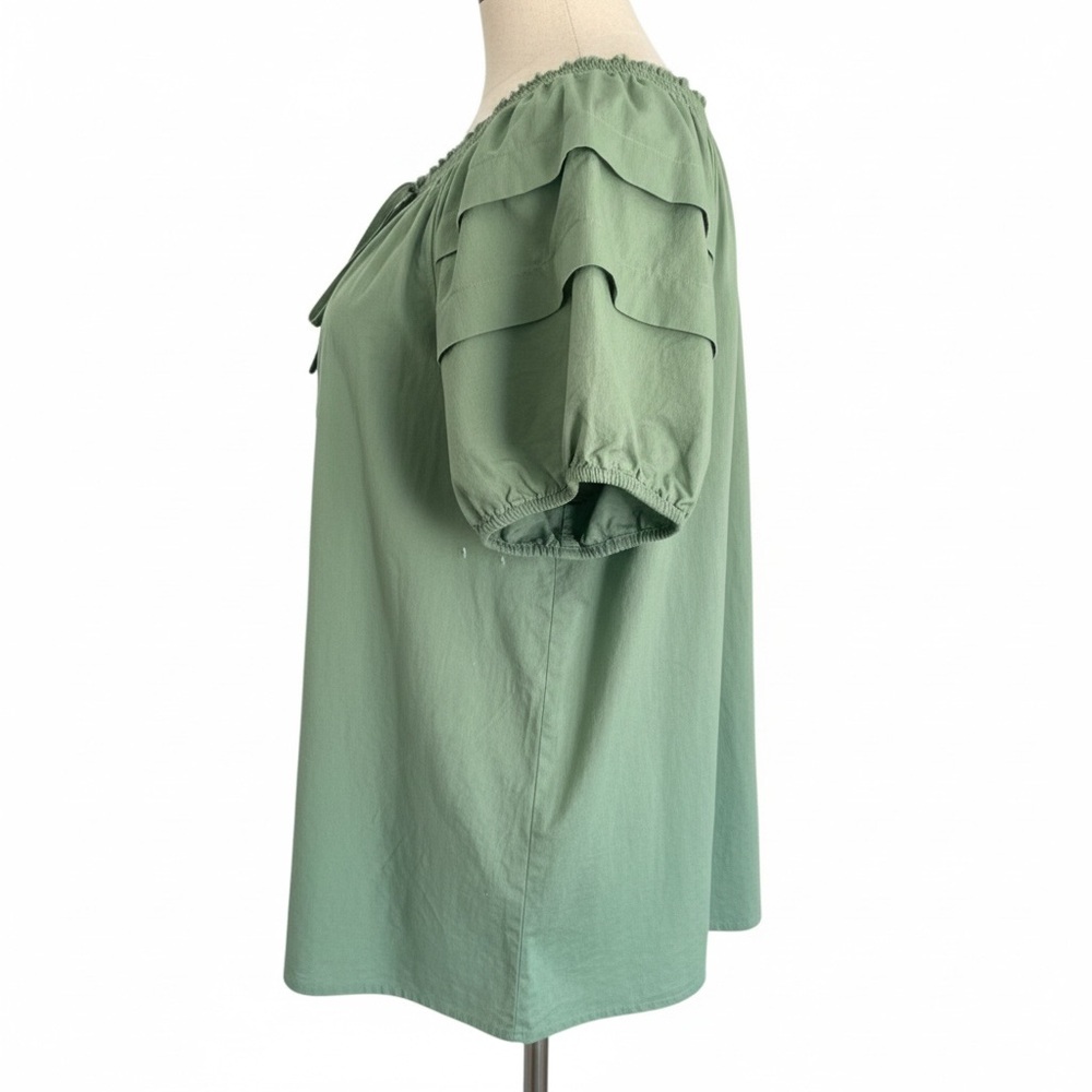 🌿 Lane Bryant Smocked Split-Neck Popover Blouse – Size 26/28 🌿 - Picture 4 of 9